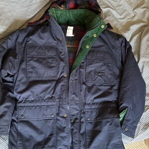 Vintage Bugle Boy Navy Jacket with Forest Green Details